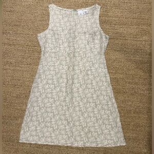 Floral Sleeveless Dress in Light Green and Beige